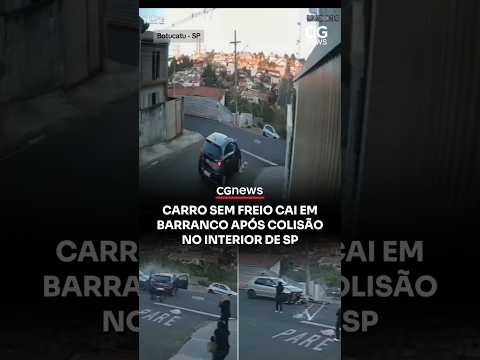 carro sem freio cai em barranco após colisão no interior de SP