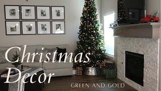 FINALLY SHOWING MY CHRISTMAS DECOR 😍 | STOCKINGS THIS YEAR?! | GREEN AND GOLD MINIMALIST DECOR