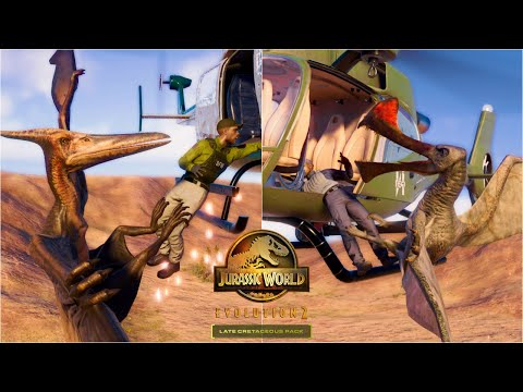 ALL PTEROSAURUS vs CAPTURE TEAM HELICOPTERS | SECURITY GUARD DEATH ANIMATION | QUETZALCOATLUS - JWE2