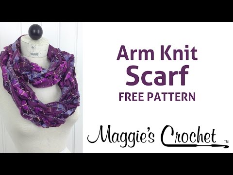 OLD VERSION Arm Knit Scarf with Starbella Lace & Starry Night Yarn - Right Handed