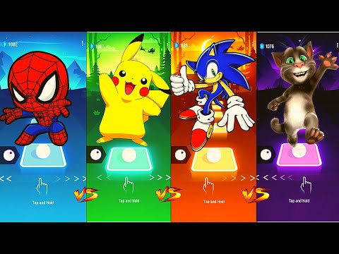 Spiderman vs Pikachu Song vs Sonic vs Talking Tom I EDM Rush - Tiles Hop