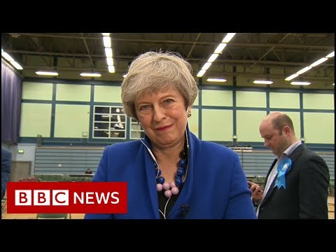 Election results 2019: Former PM Theresa May is asked about projected Tory win - BBC News Video