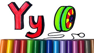 Learning letter Y phonics in 1 minute drawing Crayola Color Markers