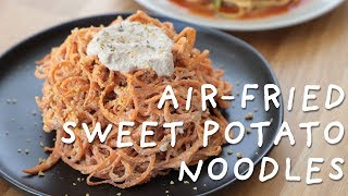 Air-Fried Spiralized Noodles | Sweet Potato Pasta and "Zoodles" (Zucchini Noodles)