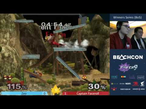Beachcon 2017 - SSBM - Zeo (Falcon) VS Captain Faceroll (Sheik) - Winners Semis