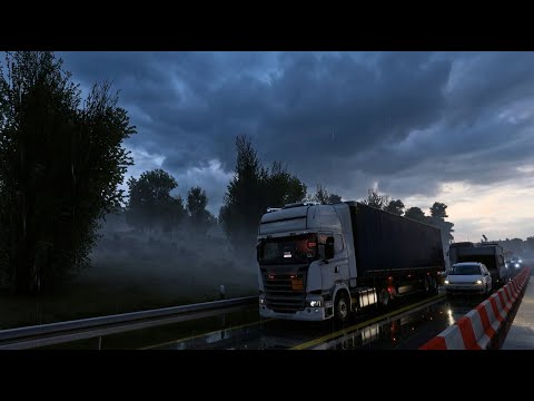 Stuck on the Road Until Morning | Accident at Night |Scania R480 Streamline| EuroRoadNet #ets2 1.57