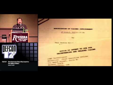 DEF CON 17 Hacking Conference Presentation By Jason Scott - That Awesome Time I Was Sued for Two Billion Dollars - Video and Slides