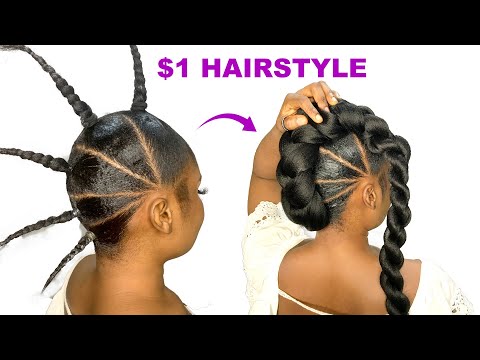 😱I'M SO SHOOK!!😳 $1 Hairstyle Using Braid Extension