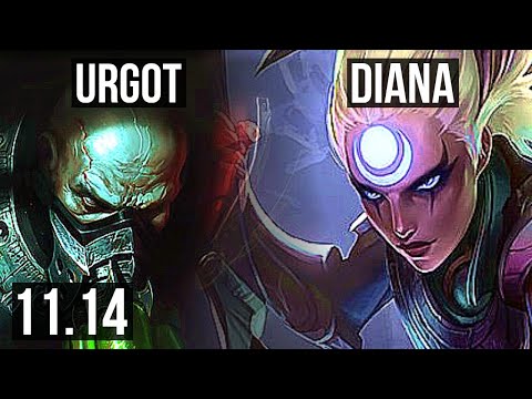 URGOT vs DIANA (JUNGLE) | Quadra, 1400+ games, Legendary, 13/3/6, 900K mastery | KR Diamond | v11.14