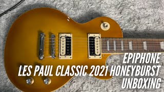 Video thumbnail for Unboxing Epiphone Les Paul Classic 2021 Honeyburst by Splash