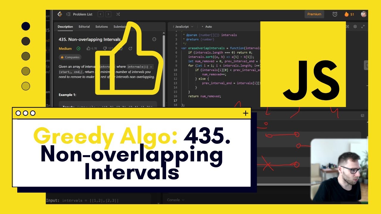 Mastering Greedy Algorithms with JavaScript | LeetCode 435 Non-overlapping Intervals Explained!