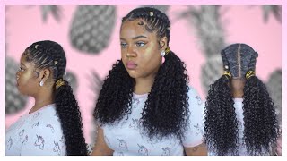 Stitch Feed In Braids + Invisible Ponytails ft. Supernova Hair