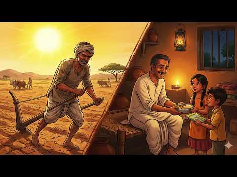 The Hardworking Father | कथा - परिश्रमी जनकः (परिश्रमी पिता) | Sanskrit Story - 1 | Sanskrit Kalp