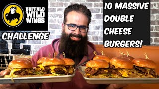 10 Massive Double Cheeseburger Eating Challenge at Buffalo Wild Wings | Freak Eating