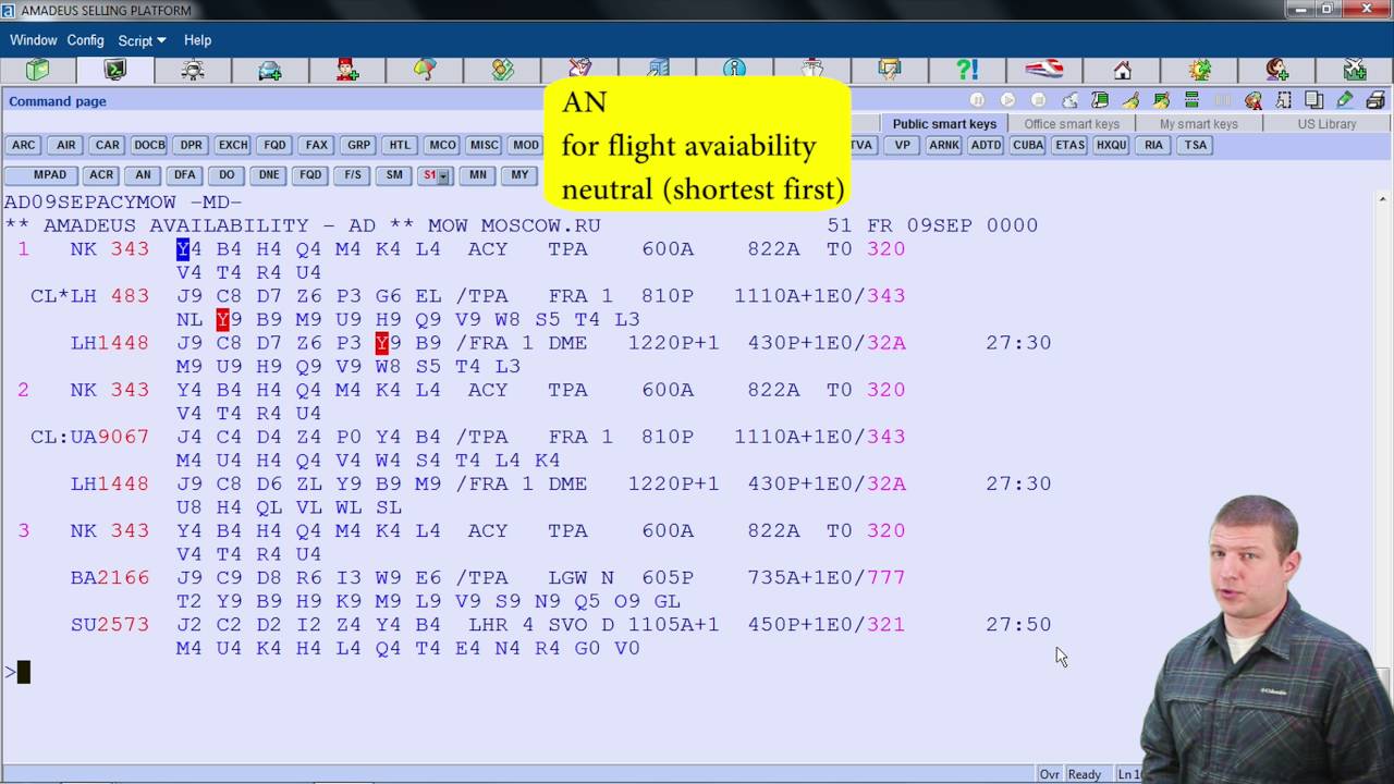 Amadeus Training Scenario: Book Flight Itinerary, Create PNR, Price Fare