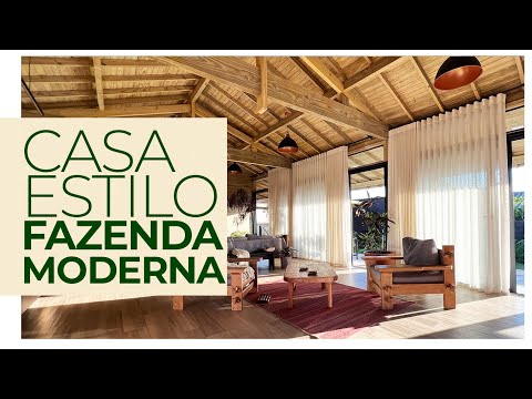 CASA DE MADEIRA ESTILO GALPÃO FAZENDA BEM MODERNA E SUPER ILUMINADA - ARQUITETURA TRAZ FELICIDADE