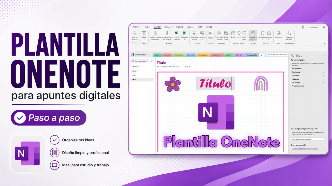 Tutorial OneNote + Plantilla 🟣 Apuntes digitales con OneNote