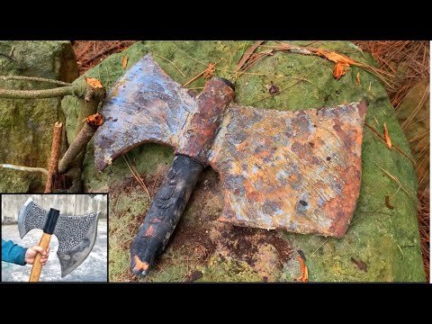 Rusty Ancient Ax Restoration - Making old Battle Axes