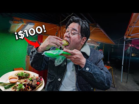 Trying everything from the cheapest taco to the most expensive one at a taqueria.