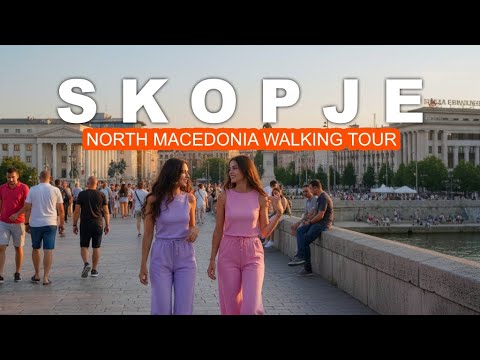 Skopje, North Macedonia walking tour 4K 60 FPS. Do NOT underestimate this european city!