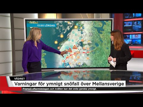 Varningar för snöoväder i stora delar av landet - Nyheterna (TV4)