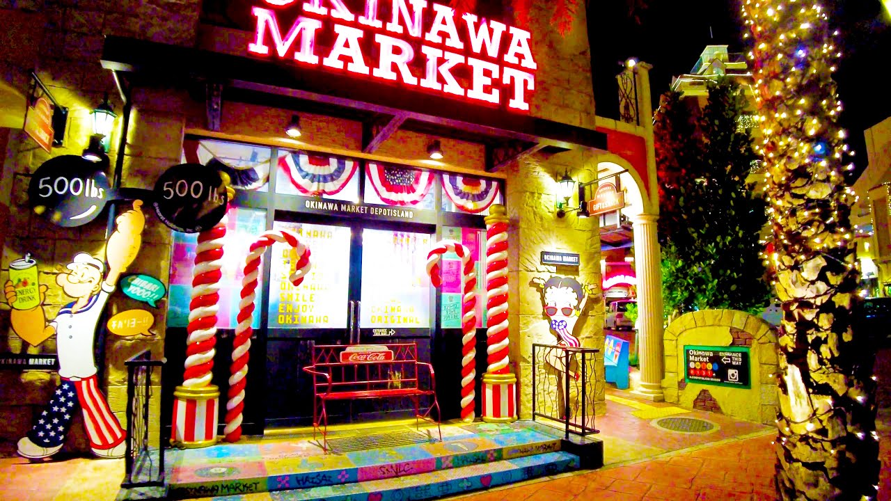 American Village in Okinawa. Fashionable night ♪ 💖 4K ASMR non-stop 1 hour 06 minutes