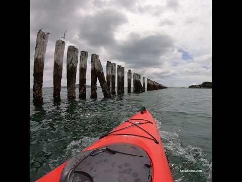 The wooden wave-break structure at Ōkahu Bay #kayak #kayaklife #wharf #newzealand