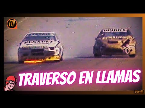 JUAN MARIA TRAVERSO CON SU RENAULT FUEGO EN LLAMAS