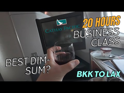 Bangkok to Los Angeles | Cathay Pacific Airline Business Class 20 Hours Food Review Asian Best?