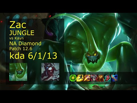 Zac vs Kayn Jungle - NA 6/1/13 Patch 12.6 Gameplay