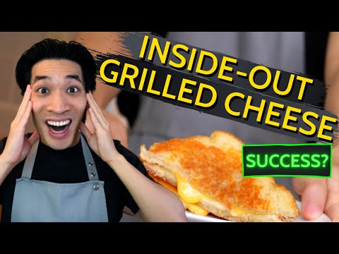 Trying the INSIDE OUT GRILLED CHEESE SANDWICH by Food Wishes | Best Crispy Grilled Cheese Sandwich