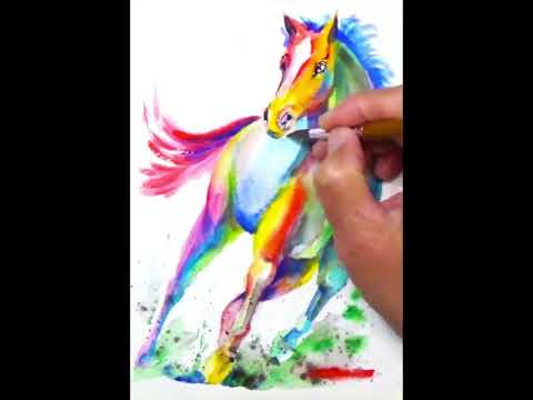 Drawing a Horse in Watercolor #100 | 畫一隻奔跑的馬 。