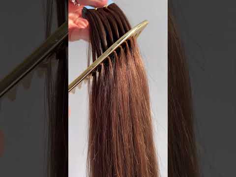 Волосся для стрічкового нарощування, 45 см, пряме, 40 пасм, темно-коричневе (02) video