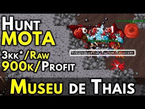 Hunt MoTa (Museu de Thais) - 900k Profit + 3kk/Raw - Uma boa Hunt pra fazer Bestiário.  😎✌