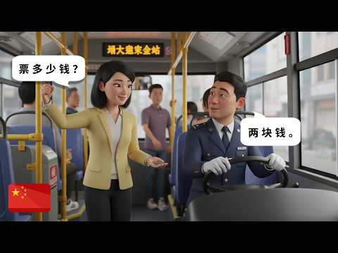 Learn Chinese Through Conversations: Taking the Bus 🚌 | HSK 1–2 Listening Practice
