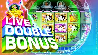 DOUBLE BONUS TRIGGER!!! BIG WIN FREE GAMES on INVADERS ATTACK FROM THE PLANET MOOLAH SLOTS