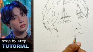 How to draw Jungkook Step by step - BTS Drawing Tu