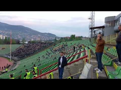 Premijer liga BiH 2021/22, Sarajevo - Željezničar Sarajevo, atmosfera na tribinama stadiona pred meč