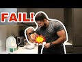 IMPOSSIBLE BICEP EGG CHALLENGE | COOKING LEBANESE FATAYER WITH MY WIFE