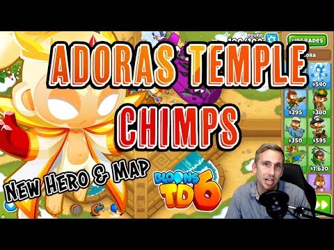 Adoras Temple CHIMPS Walkthrough  - New BTD6 Hero and Map!!