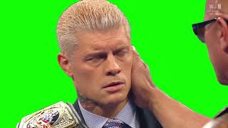Cody Rhodes reacting to The Rock speaking green screen
