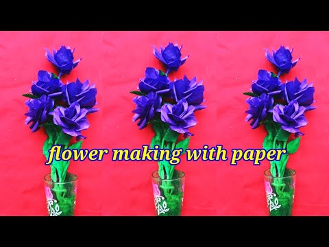beautiful flower making with paper | paper flowers easy | flower making | ruchika art