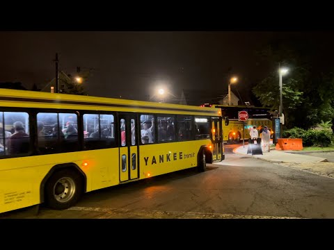 Yankee Line: MBTA Red Line Subway Shuttle Buses Leaving North Quincy Station (Late Eve) (08/25/2023)