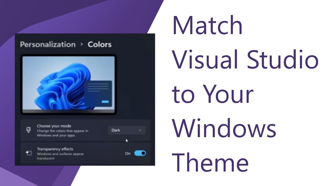 Set your Visual Studio theme to match Windows