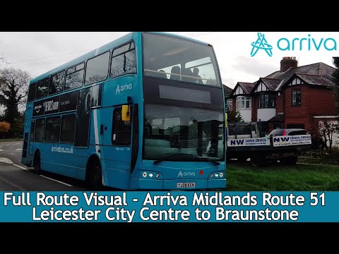 FULL ROUTE VISUAL - Arriva Midlands Route 51 - Leicester City Centre to Braunstone l 4109 YJ08 EEN