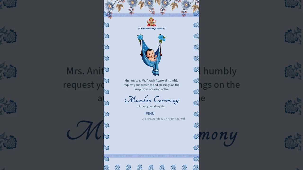Sacred Mundan Ceremony Invitation Card