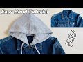 Refashion DIY Hooded Denim Jacket/How To Make A Hood
