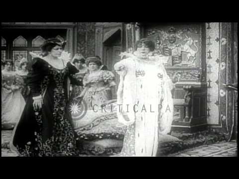 French actress Sarah Bernhardt as Queen Elizabeth in motion picture. HD Stock Footage