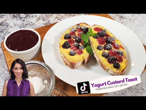 Custard Toast Recipe | Yogurt Custard Toast (Viral TikTok) | Berry Sauce Recipe | Cooking with Lilia