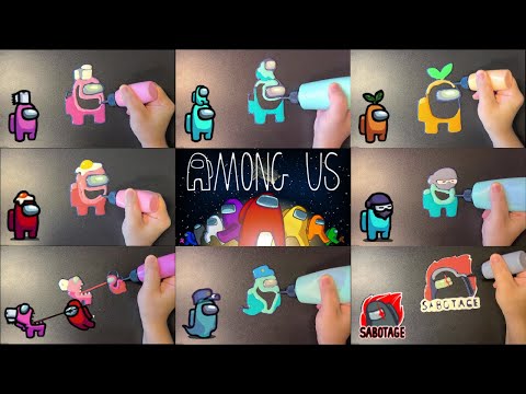 Among us Pancake Art - Impostor, Player, Die moments, Sabotage Icon 어몽어스 팬케이크 만들기